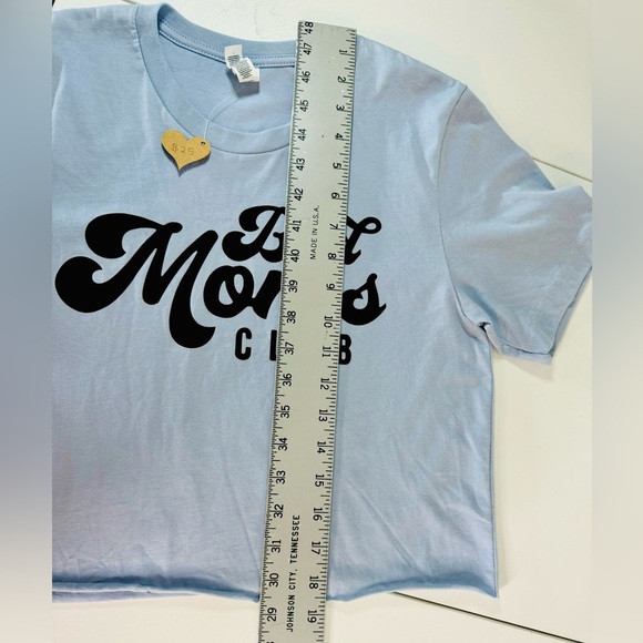 B+C Bad Moms Club Graphic Tee Cropped Blue & Black SZ SMALL NEW! - Picture 5 of 10
